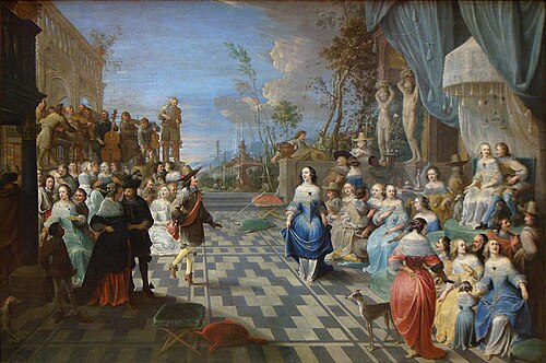 Bal sur la terrasse d'un palais, 1658, Hieronymus Janssens