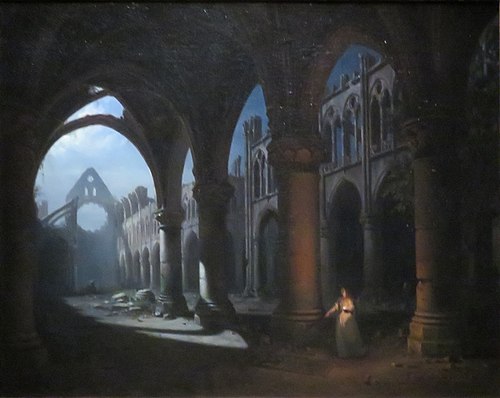 Intérieur d'une abbaye en ruine, 1848, Hippolyte Sebron