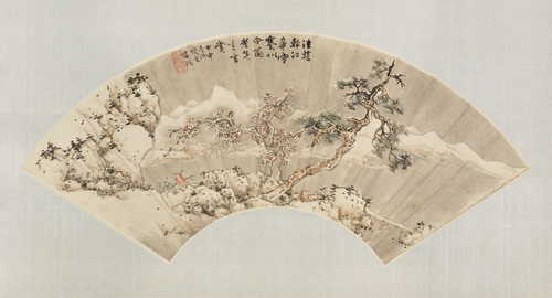 蓝瑛仿赵幹江皋雪骞扇页, , Lan Ying