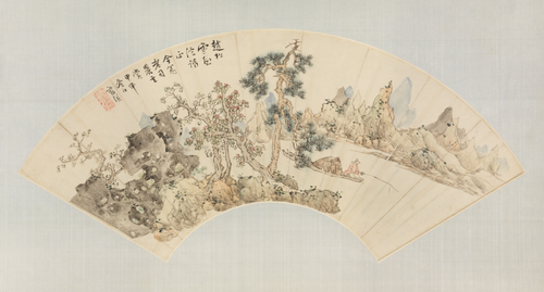 蓝瑛仿赵松雪山水扇页, , Lan Ying