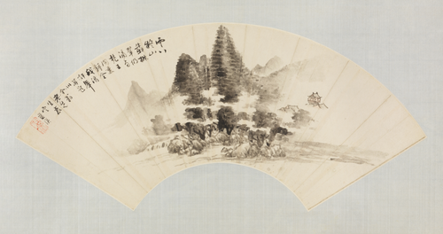 蓝瑛仿米山水扇页, , Lan Ying