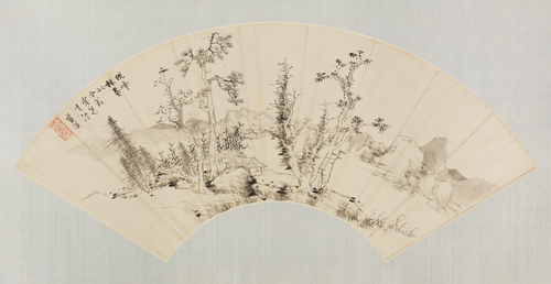 蓝瑛仿倪云林山水扇页, , Lan Ying