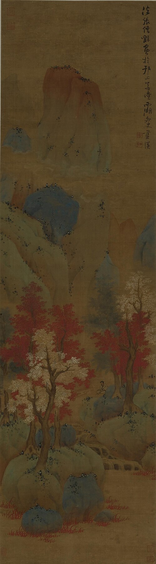 明 蓝瑛丹峰红树图轴, , Lan Ying