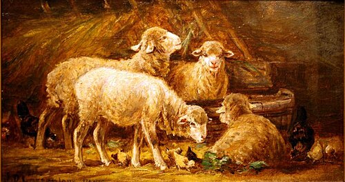 Lambs in a Barn, 1876, Homer Dodge Martin