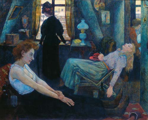 Montagmorgen (In der Mansarde), 1898, Hans Baluschek