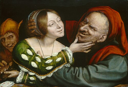 Une voleuse et un vieillard., 1520, Quentin Metsys