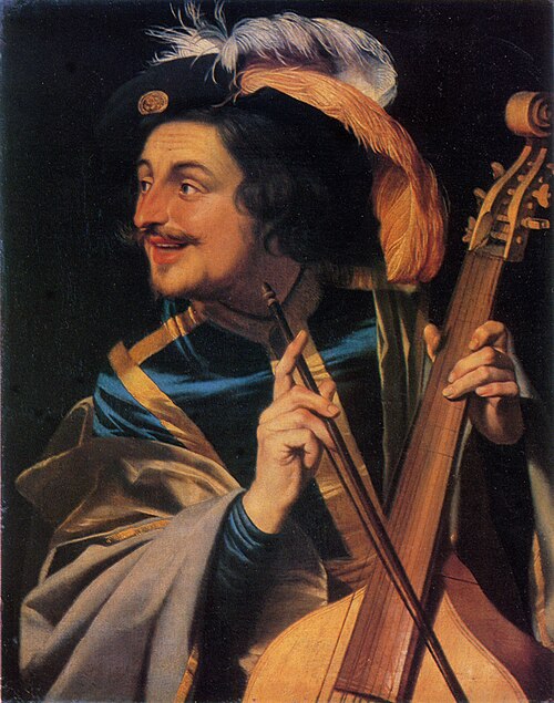 Man with viola da gamba, 1631, Gerrit van Honthorst