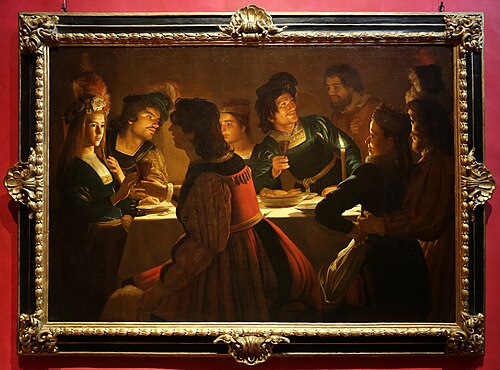 Dinner with nuptials, 1617, Gerrit van Honthorst