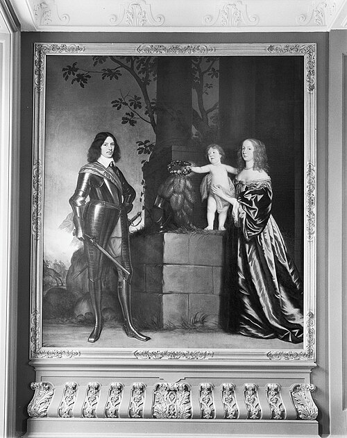 Family portrait of Arent I van Wassenaer (1610-1681) with his wife Anna Margaretha van Scherpenzeel , 1650, Gerrit van Honthorst