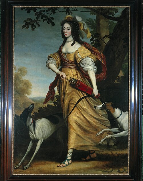 Portret van prinses Louise Hollandine van de Palts (1622-1709) als Diana, 1643, Gerrit van Honthorst