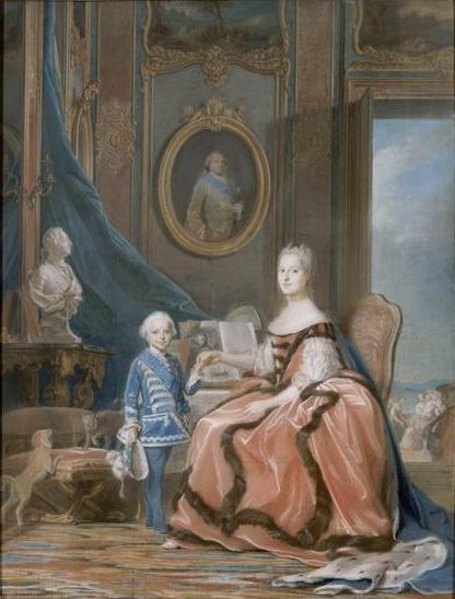 Marie-Josèphe de Saxe et le duc de Bourgogne dans son appartement de Versailles, 1761, Maurice-Quentin de La Tour