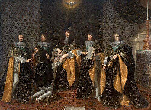 Louis XIV au lendemain de son sacre, reçoit le serment de son frère Monsieur, duc d'Anjou, comme che, 1650, Philippe de Champaigne