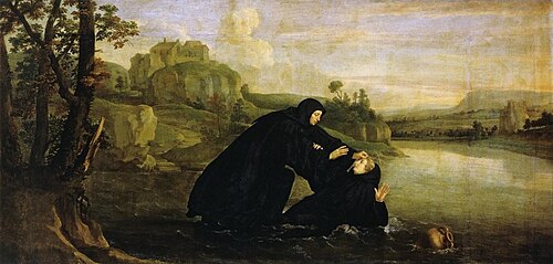 Épisodes de la vie de saint Benoît : Placide retiré de l'eau par le frère Maur, 1656, Philippe de Champaigne