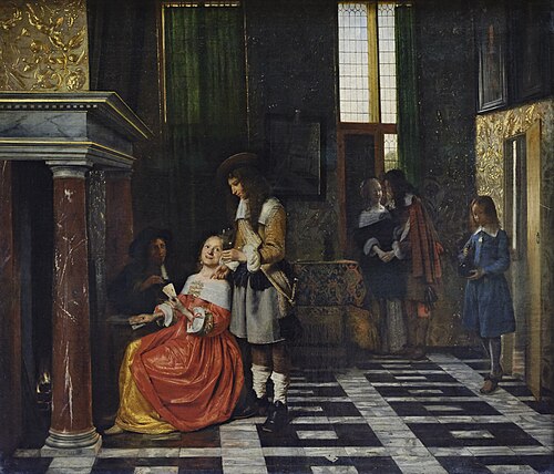 Joueurs de cartes dans un riche intérieur, 1663, Pieter de Hooch