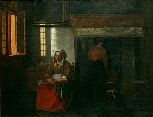 Femme plumer un canard, 1675, Pieter de Hooch