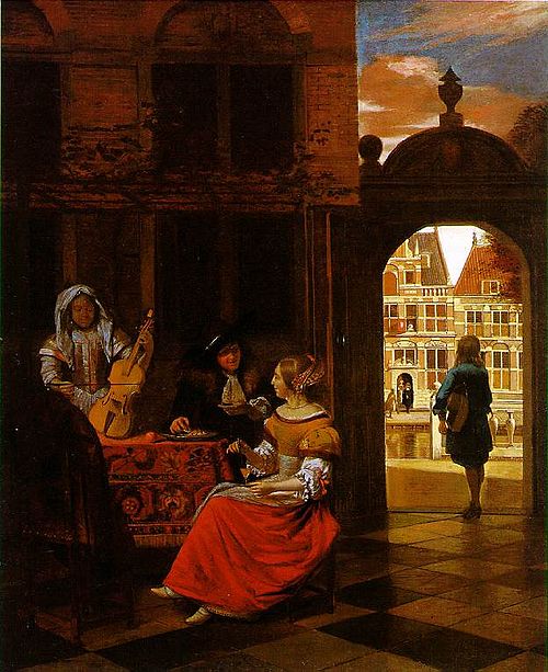Séance de musique dans une cour, 1677, Pieter de Hooch