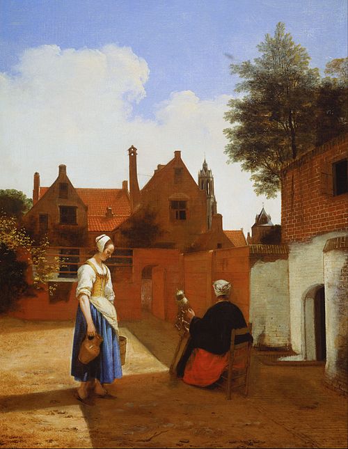 Femme avec rouet dans une cour, 1656, Pieter de Hooch