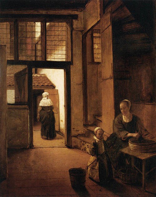 Arrière-cour d'une maison hollandaise, 1657, Pieter de Hooch