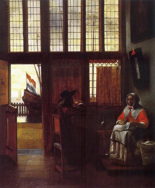 Interior looking out on water, 1668, Pieter de Hooch