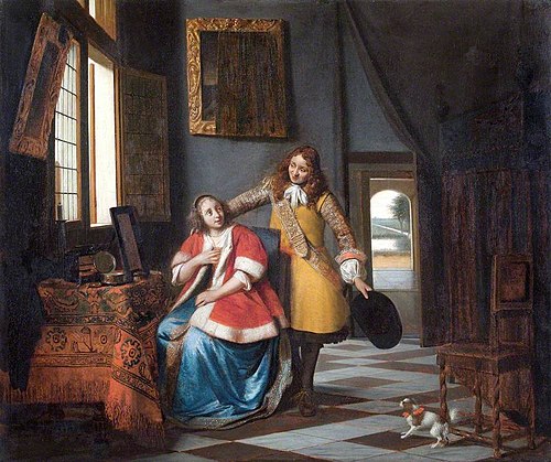 The Intruder, Lady at her Toilet, Surprised by her Lover, 1665, Pieter de Hooch