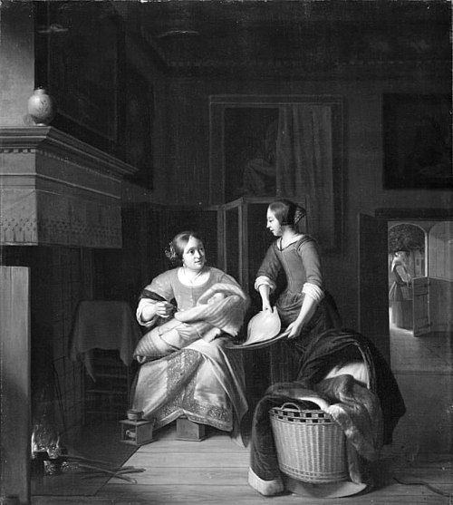 Une femme au foyer ordonne sa femme de chambre, 1675, Pieter de Hooch