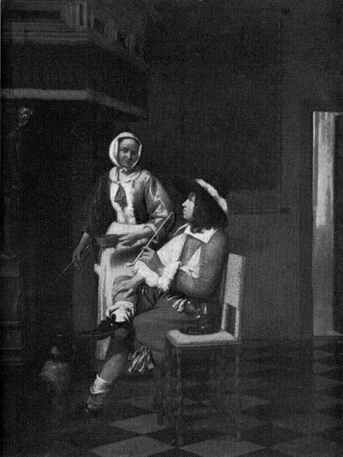 Homme de fumer et une jeune femme par un foyer, 1662, Pieter de Hooch