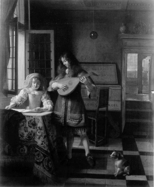 Un homme et une femme dans un intérieur, 1670, Pieter de Hooch