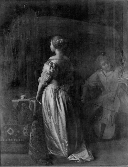 Une femme avec une femme à jouer du violoncelle, 1675, Pieter de Hooch
