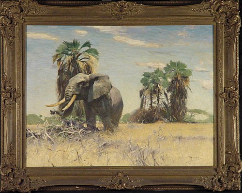 Afrikaanse olifant bij Palmyrapalmen, 1903, Wilhelm Kuhnert