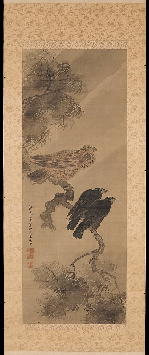 Kite and two crows, 1768, Yosa Buson