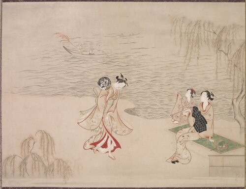 Beauties at the Seashore, 1776, Ippitsusai Bunchô