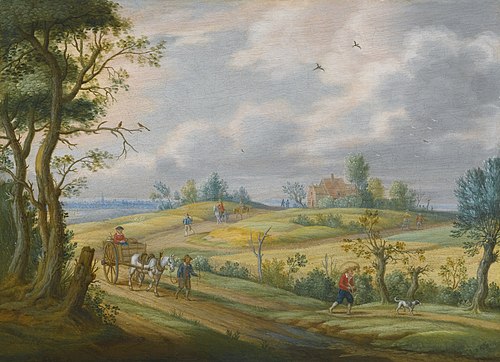 Summer Landscape with a Horse and Cart and Other Figures on a Path, 1650, Isaak van Oosten