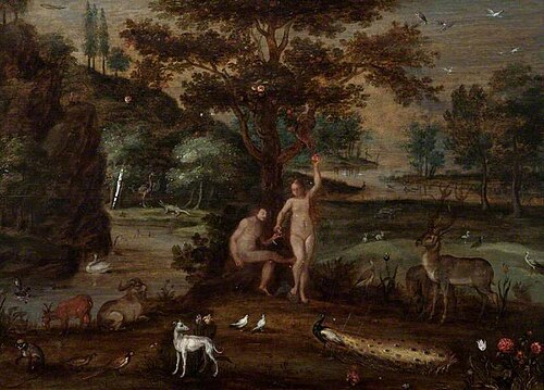 Adam and Eve in the Garden of Eden, , Isaak van Oosten