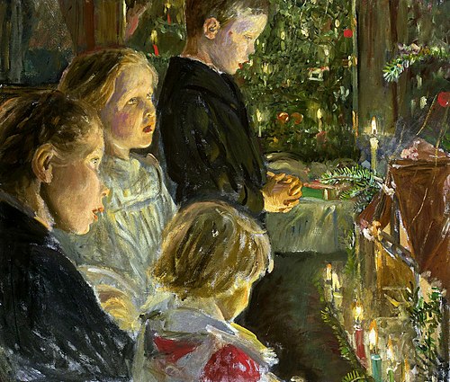 Les enfants autour de l'arbre de Noël., 1901, Leopold von Kalckreuth
