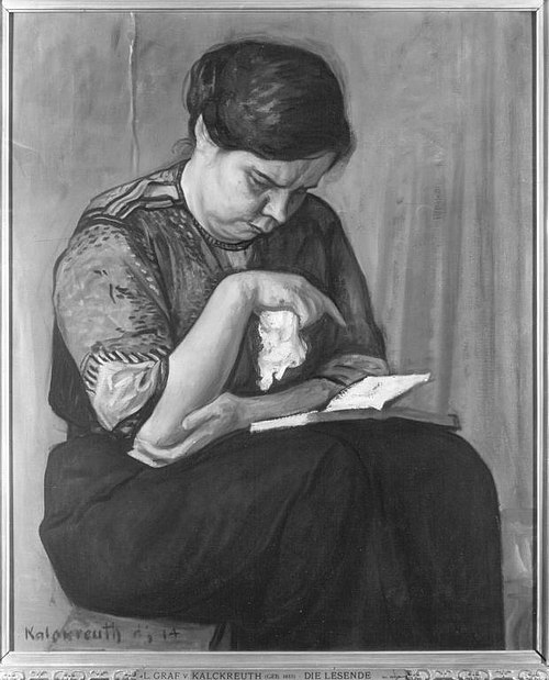 Die Lesende (Adelheid Koenigs), 1914, Leopold von Kalckreuth