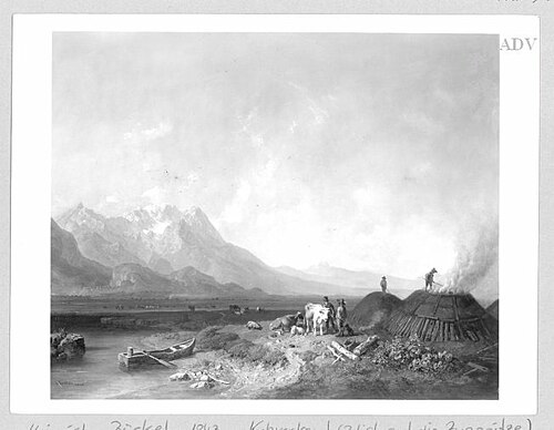 Landscape with charcoal-pile, 1843, Heinrich Bürkel