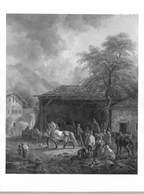Scenes in a Village, horse-trade, 1833, Heinrich Bürkel