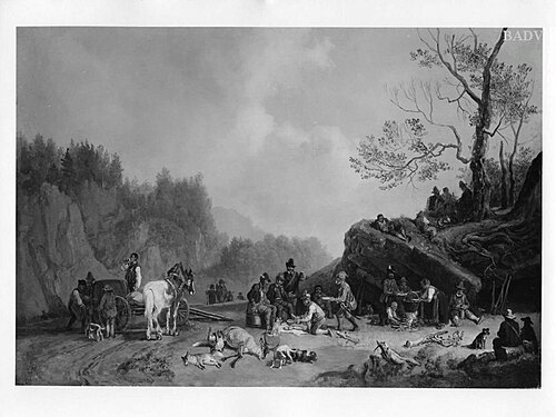Jagdfrühstück, 1843, Heinrich Bürkel