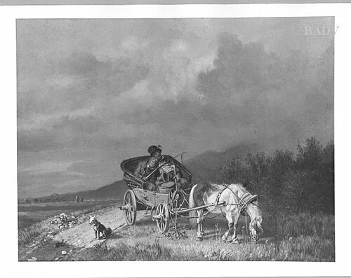 Coach with sleeping passengers, 1843, Heinrich Bürkel