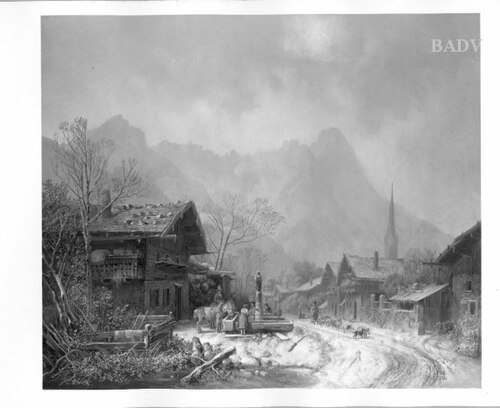 Village in winter, 1843, Heinrich Bürkel