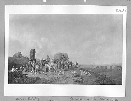 Groups at a well in the Campagna, 1827, Heinrich Bürkel