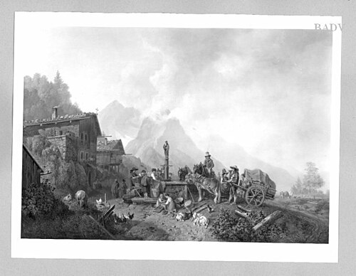scene in the mountains, 1834, Heinrich Bürkel