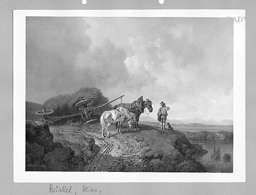 Die umgestürzte Heufuhre, 1827, Heinrich Bürkel