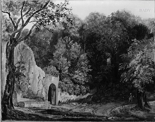 Parktor bei Rocca Priora, 1827, Heinrich Bürkel