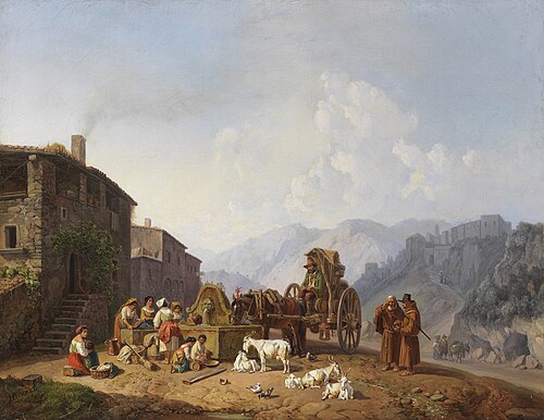 Am Dorfbrunnen in den italienischen Bergen, , Heinrich Bürkel