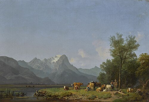 Garmisch, the Wetterstein mountains beyond, , Heinrich Bürkel