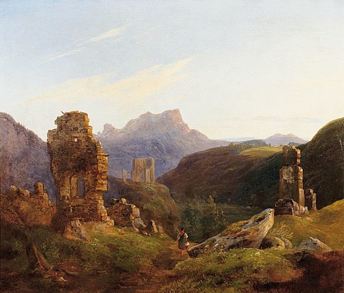 Ruins Landscape in the Mountain, , Heinrich Bürkel