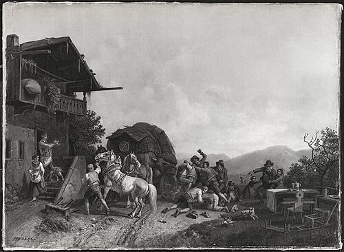 Rauferei vor der Schenke, 1857, Heinrich Bürkel