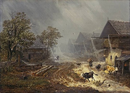 Rain Shower in Partenkirchen, 1838, Heinrich Bürkel