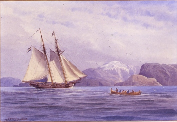 Swedish schooner L'Aigle, built in 1832, near the coast of Norway., 1878, Jacob Hägg